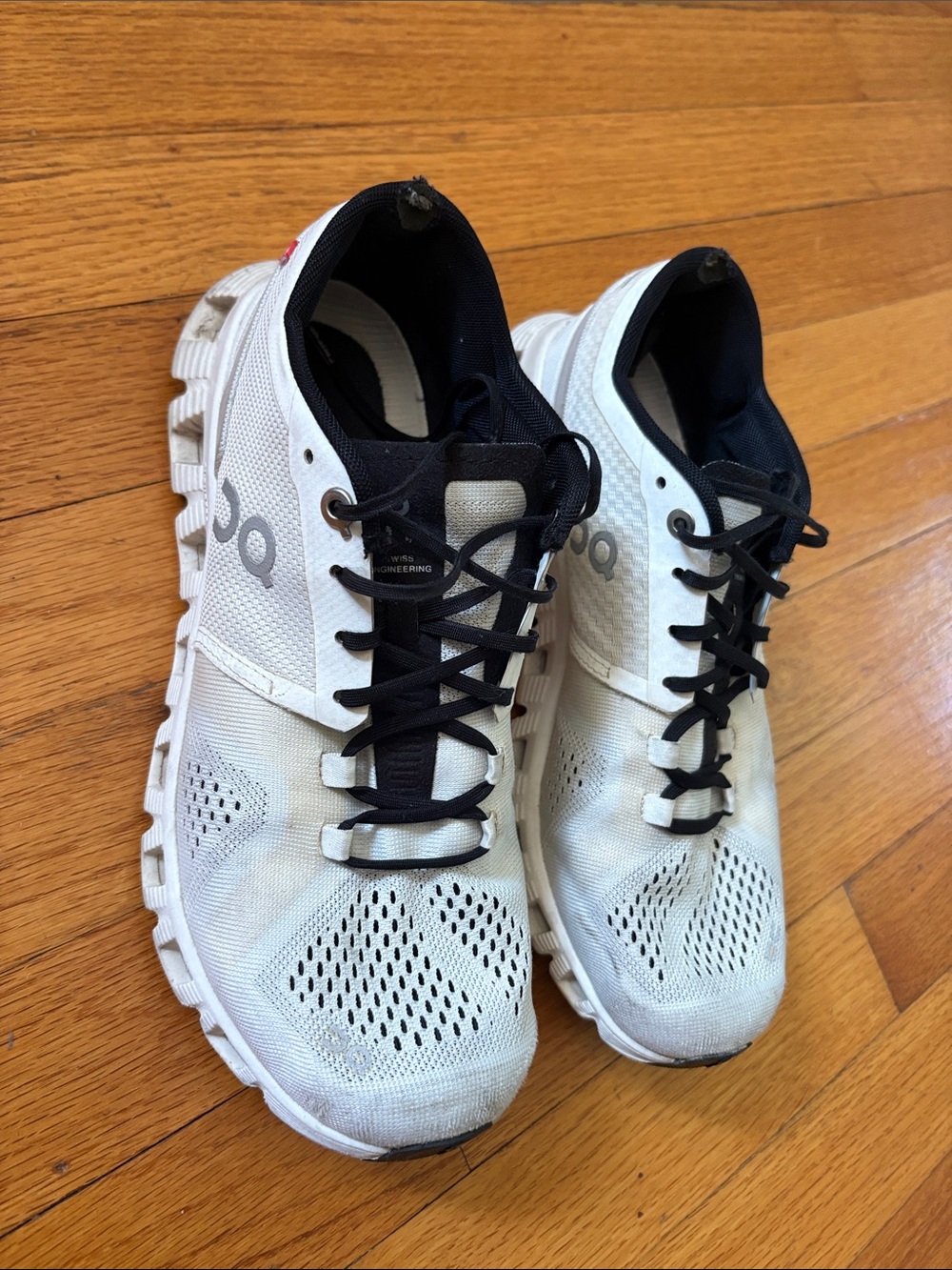On Running White and Black Cloud Sneakers